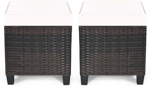 Miniatura 13 de LDAILY Moccha - Juego de 2 otomanas para patio al aire libre, para todo tipo de clima, con cojines extraíbles, reposapiés para exteriores (turquesa)