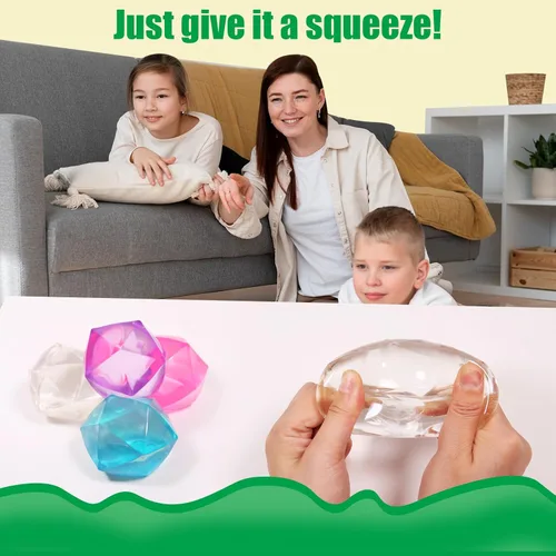 Miniatura 4 de 2 piezas de gran cubo de estrés de 2.45 pulgadas, bola blanda de hielo de mampostería Squishy - Juguete de diamante de malta y azúcar para tu mejor