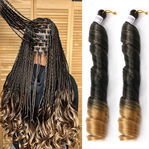 Miniatura 26 de Cabello rizado francés trenzado para trenzas de caja, 8 paquetes de 12 pulgadas, 3.00 oz/paquete, cabello trenzado de onda suelta, extensiones