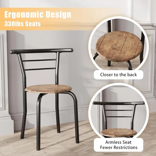 Miniatura 6 de JUMMICO juego de mesa redonda de 3 piezas de madera y sillas, mesa de grano de madera para ahorrar espacio en la cocina, rincón de desayuno