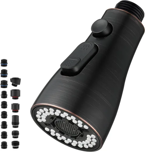 Miniatura 10 de Repuesto de cabezal de grifo de cocina de metal, con 15 adaptadores, cabezal rociador de bajo plomo para grifo de fregadero extraíble, boquilla