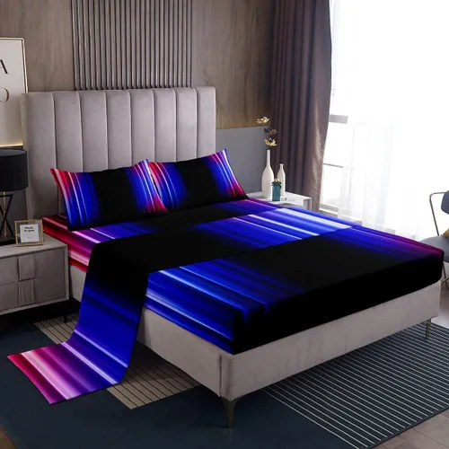 Miniatura 32 de Feelyou Juego de sábanas decorativas con ombre abstracto para niños y adolescentes, juego de sábanas rojas y negras de moda para dormitorio de niñas