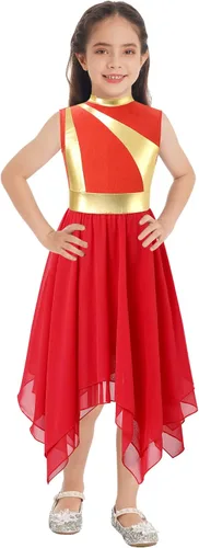 Miniatura 158 de CHICTRY Vestido de baile lírico sin mangas asimétrico para niñas, disfraz de adoración litúrgica contemporánea