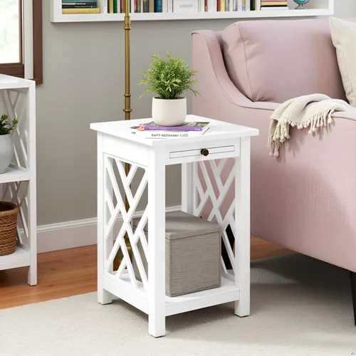 Miniatura 5 de Alaterre Furniture Coventry - Mesa auxiliar de madera con bandeja y estante inferior