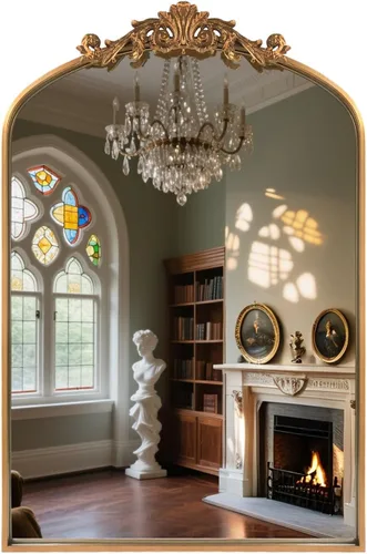 Miniatura 14 de HQiJun Espejo de Pared Ventana Decorativo Espejos Tradicionales Antiguo Arqueado Estilo Granja para Sala de Estar Dormitorio Entrada Baño Tocador