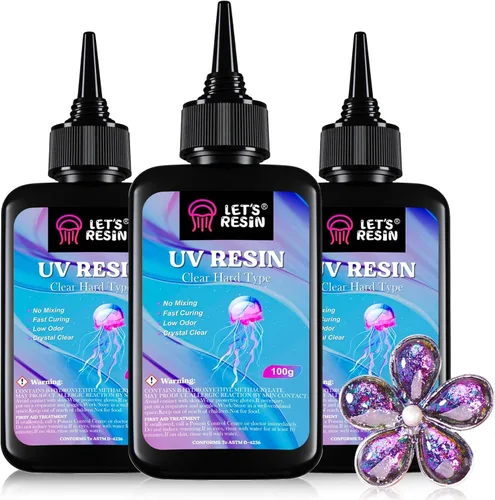 LET'S RESIN Resina UV, 10.58 oz de baja viscosidad transparente de tipo duro, resina epoxi ultravioleta de curado rápido y baja contracción para