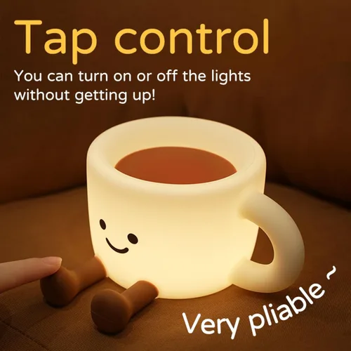 Miniatura 7 de QANYI Luz nocturna para taza de café, regalos para amantes del café, lámpara nocturna recargable regulable que cambia de color, lámpara