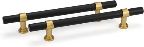 Miniatura 27 de Goldenwarm Paquete de 25 Tiradores Negros para Gabinetes de 3 Pulgadas Manijas para Gabinetes de Cocina Negras Manijas de Cajón Negras Tiradores