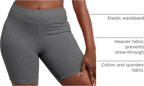 Miniatura 7 de Hanes Pantalones cortos de ciclismo elásticos para mujer, pantalones cortos deportivos de algodón para mujer, entrepierna de 7 pulgadas