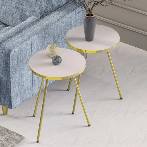 Miniatura 3 de Mesa auxiliar blanca Blanco/Dorado