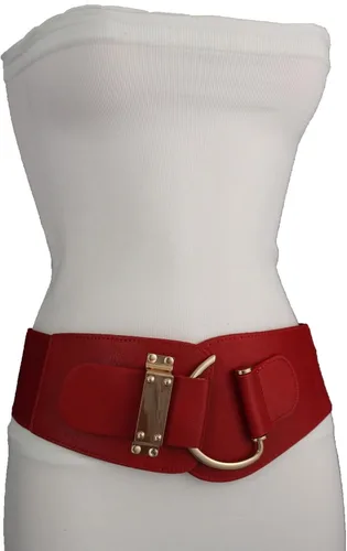 Miniatura 35 de TFJ - Cinturón ancho de moda para mujer, cintura alta, hebilla de gancho de metal dorado, talla XS, S, M, L, XL