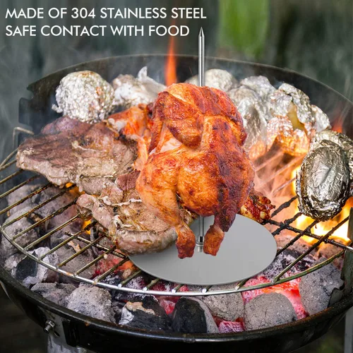 Miniatura 2 de Parrilla Vertical con Brocheta - Parrilla Vertical Removible de Acero Inoxidable para Barbacoa Brasileña - Perfecta para Bistec, Pollos Enteros