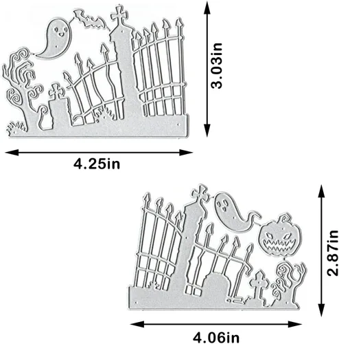 Miniatura 2 de Troqueles de corte de fondo de Halloween para hacer tarjetas, vallas de Halloween, calabaza troquelada en relieve, plantilla de plantilla