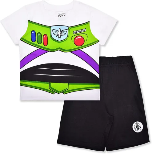 Disney Toy Story Buzz Lightyear - Conjunto de camiseta y pantalones cortos para niños pequeños y niños, color blanconegro