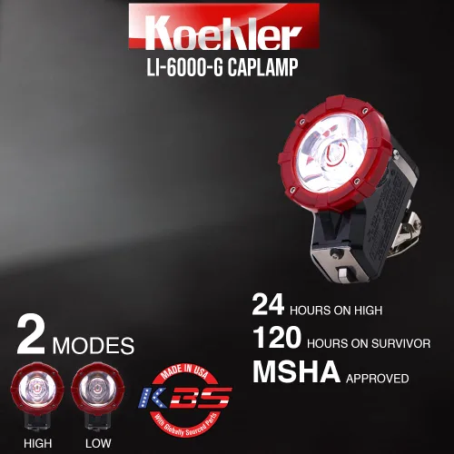 Miniatura 2 de BRIGHT STAR Koehler LI 6000‑G - Lámpara LED inalámbrica de "trigo" con tapa – MSHA, ATEX e IECEx aprobado por MSHA, ATEX e IECEx, 65 lúmenes, tiempo