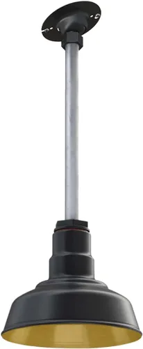 Steel Lighting Co. Inglewood - Lámpara de granero | Lámpara montada en el techo | Cúpula redonda de 8 pulgadas | vástago inclinado de 12 pulgadas |