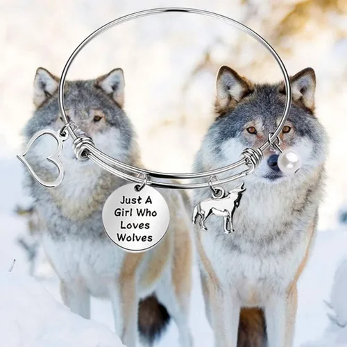 Miniatura 5 de FAADBUK Pulsera divertida de lobo para amantes de los animales, regalo de Just A Girl Who Loves Wolves Jewelry Bracelet Wolf Lover Gift Wolf