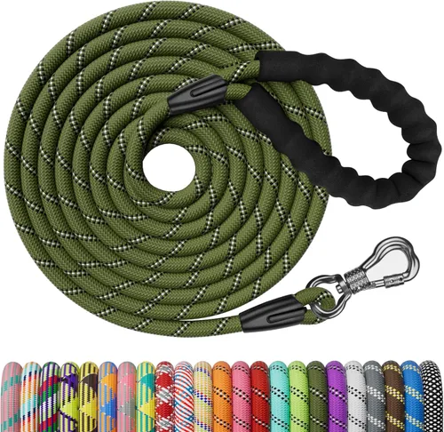 Miniatura 26 de NTR Correa Larga para Entrenamiento de Perros, Correas de Perro de 100 Pies para Perros de Razas Grandes con Gancho Giratorio Bloqueable y Mango