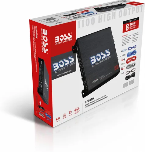 BOSS AUDIO R3400D Riot 3400-Watt Monoblock, clase D 1 – 8 ohmios estable Monobloque – Amplificador con mando a distancia Subwoofer Control de nivel