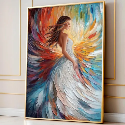 Arte de pared de plumas abstractas, pintura de retrato de mujer, pósteres franceses vintage, pintura de mujeres victorianas, obra de arte de niña
