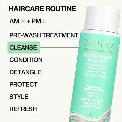 Miniatura 9 de Pacifica Champú Clarificante – Champú Purificante y Revigorante de Romero con Menta Calmante para Desintoxicar el Cabello y el Cuero Cabelludo, Sin