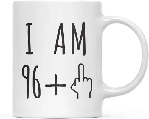Miniatura 24 de Andaz Press Divertida taza de café de 11 onzas, regalo de broma de cumpleaños, I Am 49 + 1 dedo medio, 1 paquete, ideas de regalo de cumpleaños 50