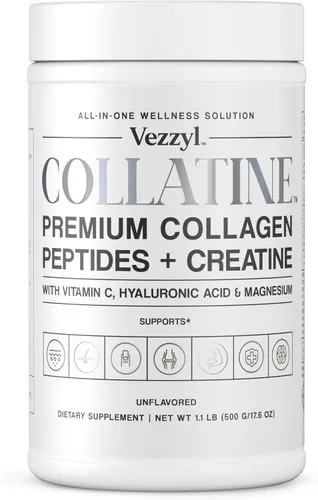 Collatine - Péptidos de Colágeno Premium + Creatina con Vitamina C, Ácido Hialurónico y Magnesio para Piel, Cabello, Uñas, Hueso y Articulaciones,