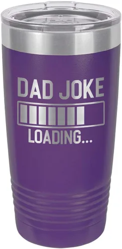Dad Joke Loading Purple Vaso de bebida de 20 oz con pajita | Taza de viaje grabada con láser | Comparar con Yeti Rambler | Idea de regalo para papá