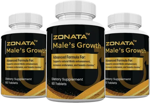 Zonata Paquete de 3 suplementos dietéticos de crecimiento masculino para hombres, el crecimiento masculino mejora naturalmente el rendimiento, la