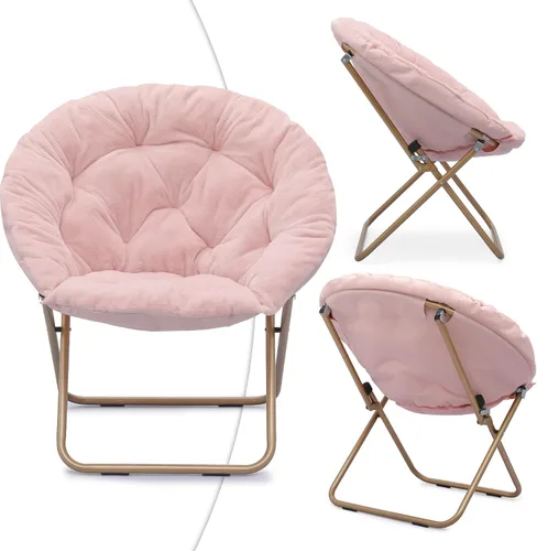 Miniatura 7 de Magshion Silla plegable para adultos con otomana, silla de lectura circular para dormitorio, sala de estar y dormitorio, asiento decorativo cómodo