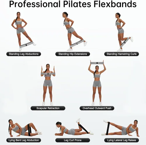 Miniatura 2 de Renoj Resistance Bands for Working Out: 3-Set Professional Exercise Bands for Pilates, Yoga, Home Gym, Booty, Leg Training Heavy/Medium/Light Negro