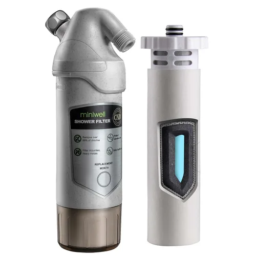 miniwell L720-Plus - Sistema de filtro de ducha para baño de agua dura y pozo, elimina cloro, metales pesados e impurezas de sedimentos, bueno para