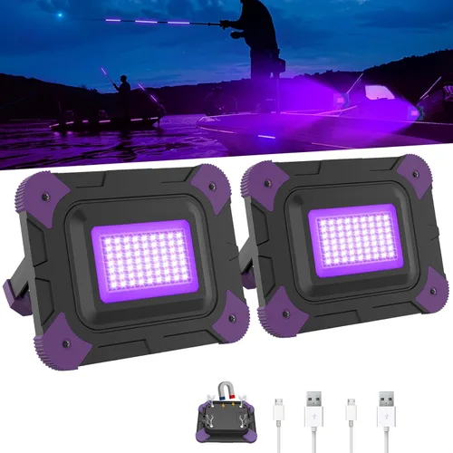 Luz LED negra recargable, luz negra alimentada por batería, luz ultravioleta inalámbrica, luces negras impermeables para fiestas brillantes al aire