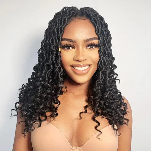 Miniatura 52 de Karida Rastas de cabello sintético de ganchillo de 18 pulgadas, 8 paquetes de cabello de ganchillo preanudado de diosa, rastas sintéticas onduladas