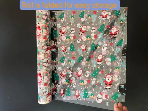 Miniatura 3 de Rollo de celofán navideño de 100 pies x 31.5" - Rollo de celofán navideño para Navidad para envolver cesta de regalo, golosina, vino, decoración