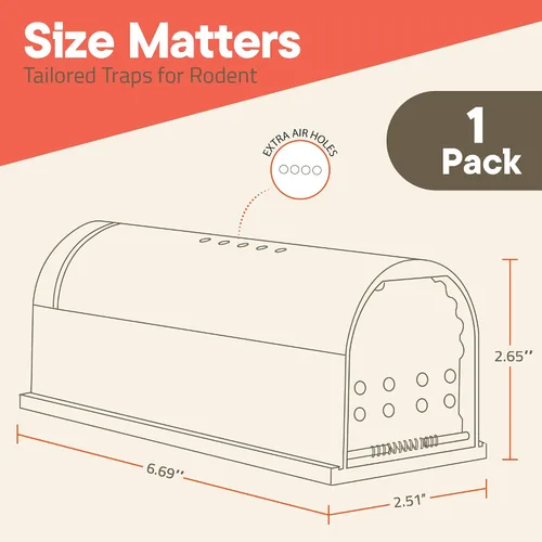 Miniatura 2 de Campior Humane - Trampa para ratones, paquete de 1, trampas para ratones vivos para atrapar y liberar para interiores y exteriores, segura