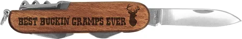 Miniatura 3 de Cuchillo Gramps Best Buckin' Gramps Ever Grabado con láser Madera Oscura 6 funciones Cuchillo de bolsillo Multiherramienta