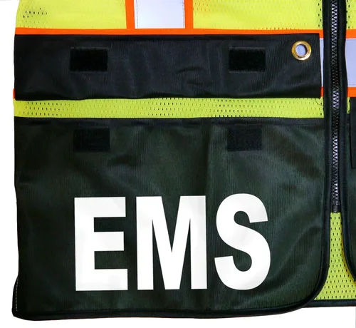 Miniatura 5 de Chaleco de seguridad EMS Survivor, Tipo R Clase 2, logotipos reflectantes con bolsillo trasero gigante.