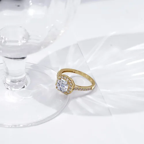 Miniatura 2 de Tienda Collection Sterling Silver Infinite Elements Cubic Zirconia Asscher Center Halo Ring