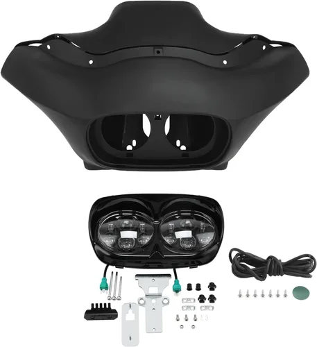 TCMT Carenado exterior interior y proyector de faros delanteros LED dual de 5.75 pulgadas para modelos Harley Road Glide FLTR 1998-2013 Road Glide