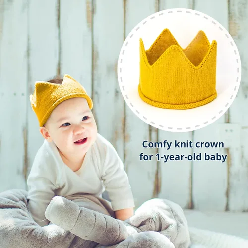 Miniatura 3 de innerspark - Decoraciones para fiesta de primer cumpleaños para bebé niño, juego azul y dorado, pancarta para silla alta con cinta, sombrero
