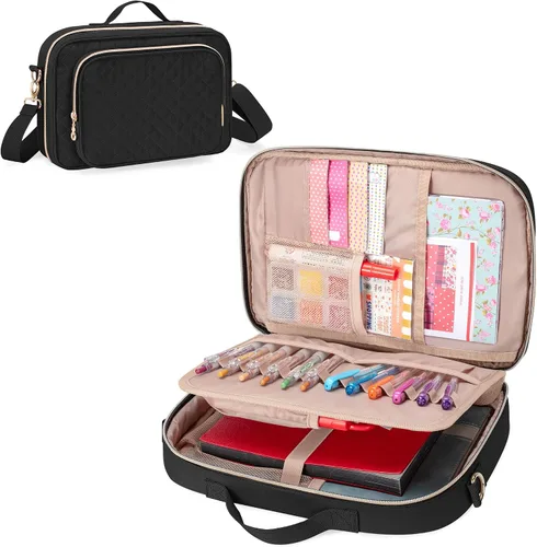 Teamoy Estuche de almacenamiento de suministros de diario, soporte para suministros de diario con ranuras desmontables para bolígrafos, soporte