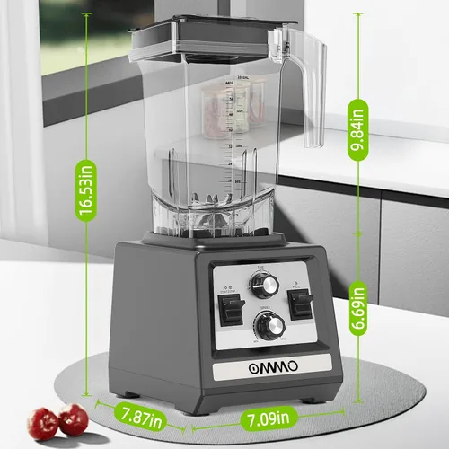 Miniatura 7 de OMMO Licuadora para batidos: Licuadoras de pico de 1800 W para cocina, jarra sin BPA de 68 onzas, temporizador y control de velocidad, 6 cuchillas