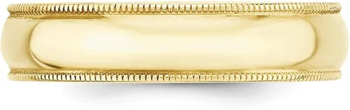 Miniatura 3 de Anillo de boda de oro amarillo de 10 quilates de 0197in milgrain liso clásico de cúpula
