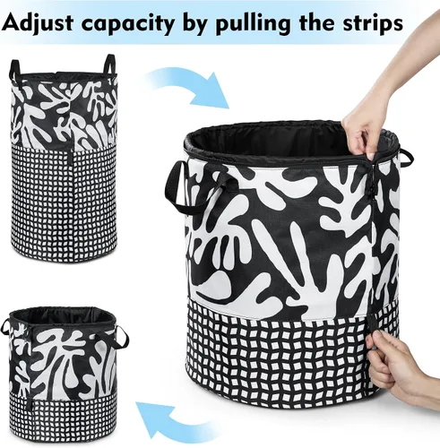 Miniatura 3 de JOMOLA Cesta de lavandería plegable grande de tela de 90 litros, cesta extensible para ropa sucia, bolsa de lavandería con asas para la familia