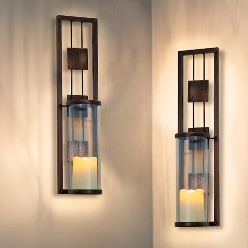 Miniatura 4 de Solución de Estanterías Aplique de Pared Soporte de Velas de Metal para Decoración de Pared para Sala de Estar, Baño, Comedor, Juego de 2