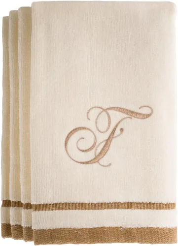 Miniatura 12 de Regalos con monograma, juego de 4 toallas de mano de 11 x 18 pulgadas bordadas en color dorado café, extra absorbente, 100% de algodón. Regalo