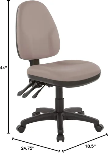 Miniatura 7 de Office Star - Silla ergonómica de oficina de doble función con respaldo acolchado ajustable y soporte lumbar integrado, sin brazos, tela Dillon Tela