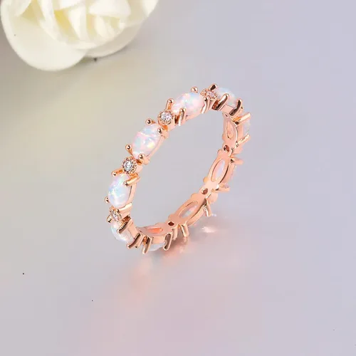 Miniatura 4 de CiNily Anillos de oro chapados en oro de 14 quilates, anillos de ópalo creado para mujer, compromiso Boda Anillos de compromiso de eternidad