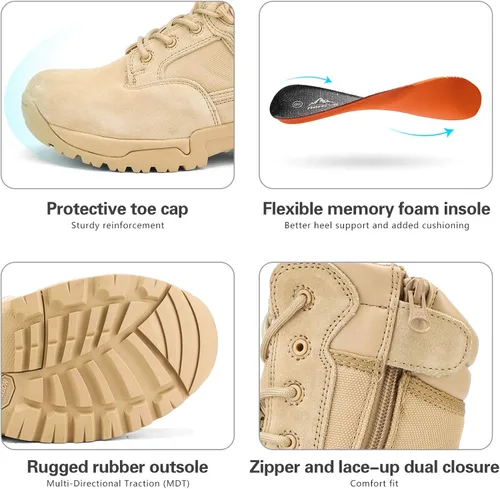 Miniatura 2 de NORTIV 8 - Botas tácticas de trabajo tipo militar para hombre para senderismo motociclismo combate